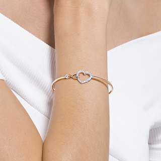 Bracciale rigido Hyperbola, Infinito e cuore, Bianco, Mix di finiture