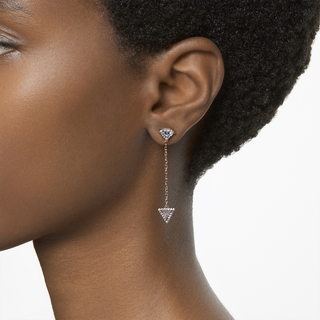 Orecchini pendenti Stilla, Design asimmetrico, Taglio triangolo, Bianchi, Placcato color oro rosa