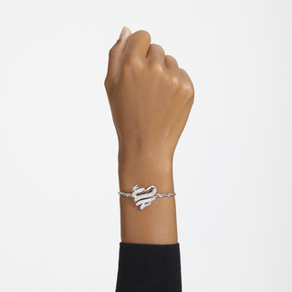 Braccialetto Volta, Cuore, Bianco, Placcato rodio