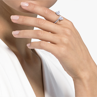 Anello aperto Mesmera, Cuore, Bianco, Placcato rodio