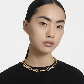 Collana Dextera, Statement, Link misti, Bianca, Placcato color oro