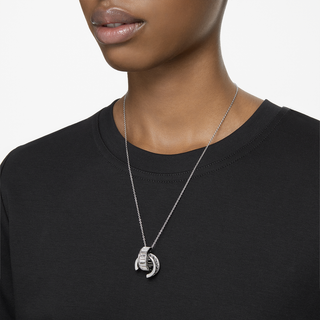 Pendente Matrix, Taglio baguette, Bianco, Placcato rodio