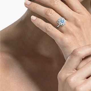 Anello Idyllia, Taglio misto, Blu, Placcato rodio