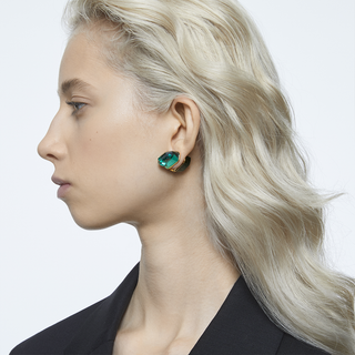 Orecchino a lobo Lucent, Singolo, Verde, Placcato color oro