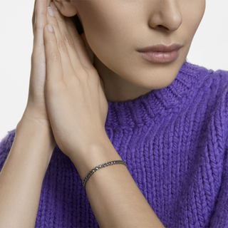 Braccialetto Matrix Tennis, Taglio Round, Grigio, Placcato rutenio