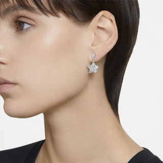 Orecchini pendenti Stella, Taglio Kite, Stella, Bianchi, Placcato rodio
