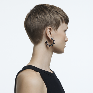 Orecchini a cerchio Matrix, Taglio Piramide, Grigi, Placcato rutenio