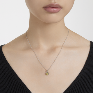 Pendente Birthstone, Taglio squadrato, Novembre, Giallo, Placcato rodio