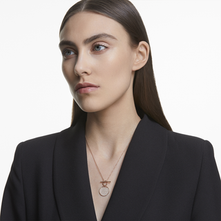 Collana Ginger T Bar, Bianca, Placcato color oro rosa