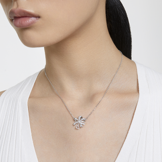 Collana Volta, Fiocco, Piccola, Bianca, Placcato rodio