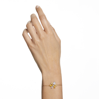 Braccialetto Gema, Taglio misto, Fiore, Giallo, Placcato color oro