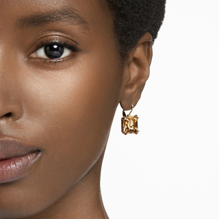 Orecchini pendenti Millenia, Taglio squadrato, Marroni, Placcato color oro