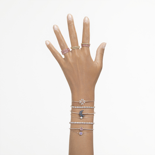 Braccialetto Matrix Tennis, Taglio Round, Bianco, Placcato color oro rosa