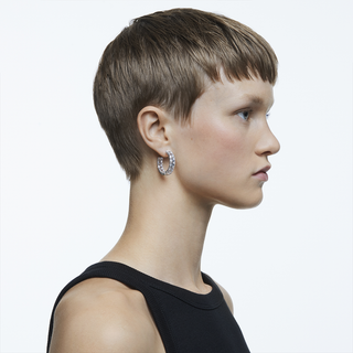 Orecchini a cerchio Matrix, Taglio ottagonale, Bianchi, Placcato rodio