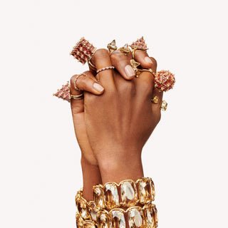 Anello aperto Matrix, Taglio Piramide, Giallo, Placcato color oro