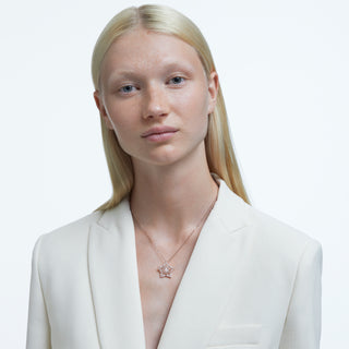 Pendente Stella, Taglio misto, Stella, Bianco, Placcato color oro rosa