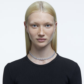 Collana Tennis Matrix, Taglio Pear, Bianca, Placcato rodio