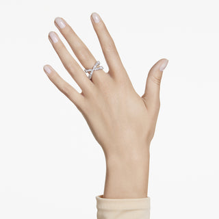 Anello Hyperbola, Infinito, Bianco, Placcato color argento