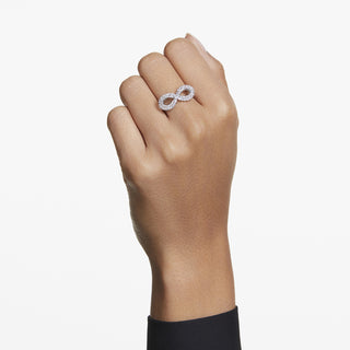 Anello cocktail Hyperbola, Infinito, Bianco, Placcato rodio