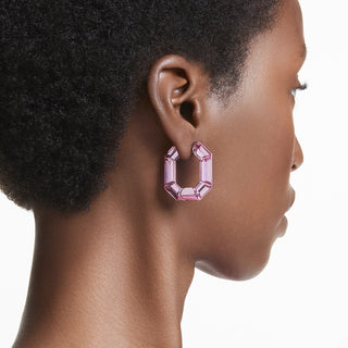 Orecchini a cerchio Lucent, Forma ottagonale, Piccoli, Rosa