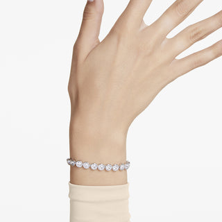 Braccialetto Imber Tennis, Taglio Round, Bianco, Placcato rodio