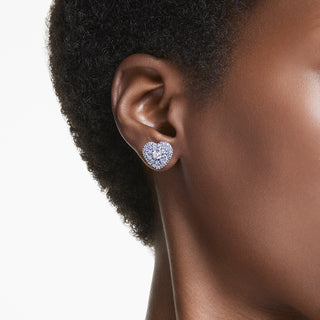 Orecchini a lobo Idyllia, Cuore, Blu, Placcato rodio