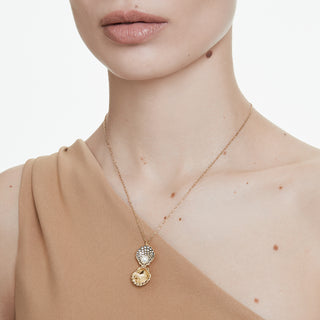 Pendente Idyllia, Crystal Pearl, Conchiglia, Bianco, Placcato color oro