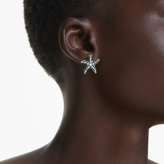 Orecchini a lobo Idyllia, Crystal Pearl, Stella marina, Piccoli, Multicolore, Placcato color oro