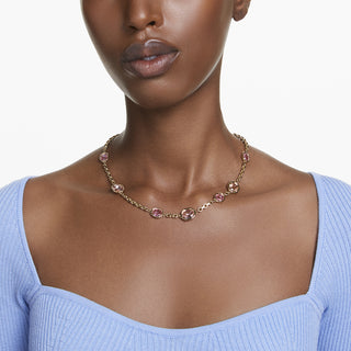 Collana Imber, Taglio ottagonale, Rosa, Placcato color oro