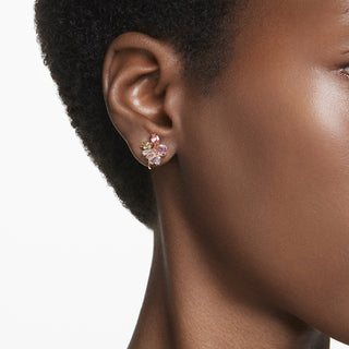 Orecchini a clip Gema, Taglio misto, Fiore, Rosa, Placcato color oro