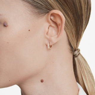 Orecchini a cerchio Matrix, Taglio Round, Bianchi, Placcato color oro rosa