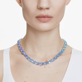 Collana Millenia, Taglio Octagon, Sfumatura di colore, Blu, Placcato rodio