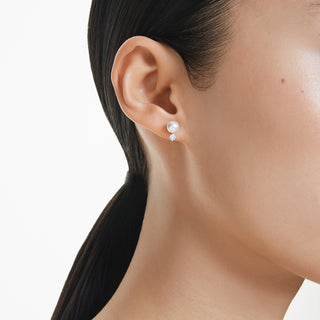 Orecchini a lobo Matrix, Crystal Pearl, Taglio Round, Bianchi, Placcato rodio