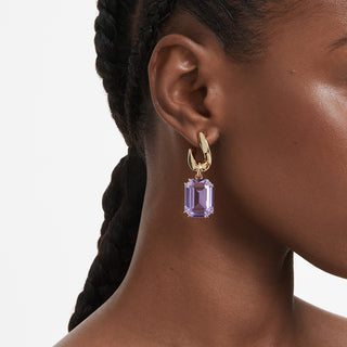 Orecchini pendenti Millenia, Taglio ottagonale, Viola, Placcato color oro