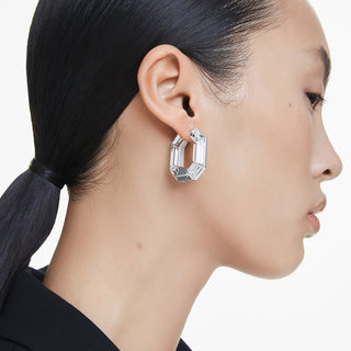 Orecchini a cerchio Lucent, Forma ottagonale, Piccoli, Bianchi