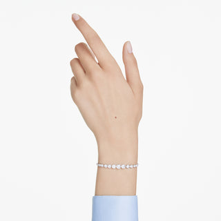 Bracciale Tennis Imber, Tagli arrotondati misti, Bianco, Placcato rodio