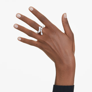 Anello Matrix, Taglio misto, Bianco, Placcato rodio