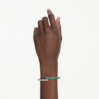 Bracciale rigido Matrix, Taglio misto, Verde, Placcato rodio