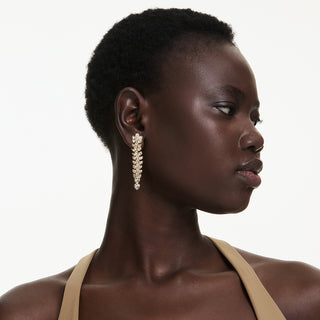 Orecchini pendenti Idyllia, Taglio misto, Lunghi, Bianchi, Placcato color oro