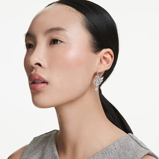 Orecchini Swan, Cigno, Bianchi, Placcato rodio