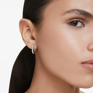 Orecchini a cerchio Dextera, Forma ottagonale, Taglio Round, Piccoli, Bianchi, Placcato rodio