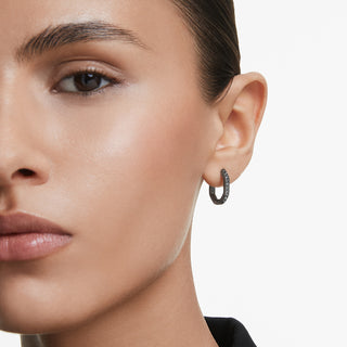 Orecchini a cerchio Dextera, Forma ottagonale, Taglio Round, Piccoli, Bianchi, Placcato rutenio