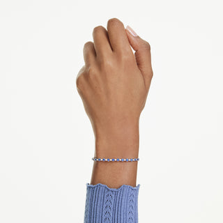 Bracciale Tennis Matrix, Tagli arrotondati misti, Blu, Placcato rodio