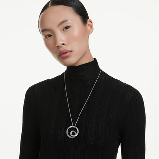 Pendente Matrix, Taglio baguette, Bianco, Placcato rodio