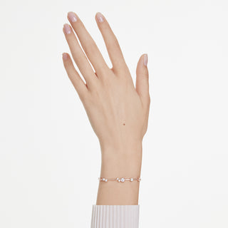 Braccialetto Constella, Crystal Pearl, tagli Round, Bianco, Placcato color oro rosa