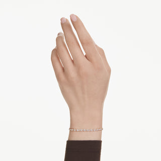 Bracciale Tennis Matrix, Taglio Round, Bianco, Placcato color oro