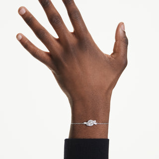 Braccialetto Matrix, Taglio baguette, Nodo, Bianco, Placcato rodio