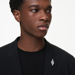 Spilletta Matrix, Taglio baguette, Nodo, Bianca, Placcato rodio