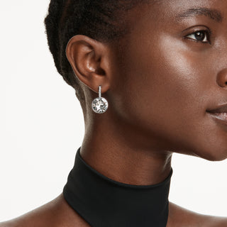 Orecchini pendenti Millenia, Taglio Round, Bianchi, Placcato rodio