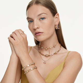 Collana Idyllia, Taglio misto, Fiore, Multicolore, Placcato color oro